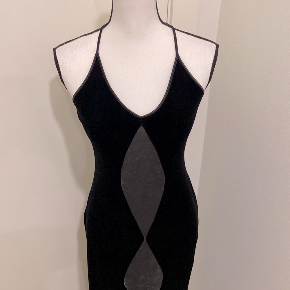 Black/gray velvet maxi dress